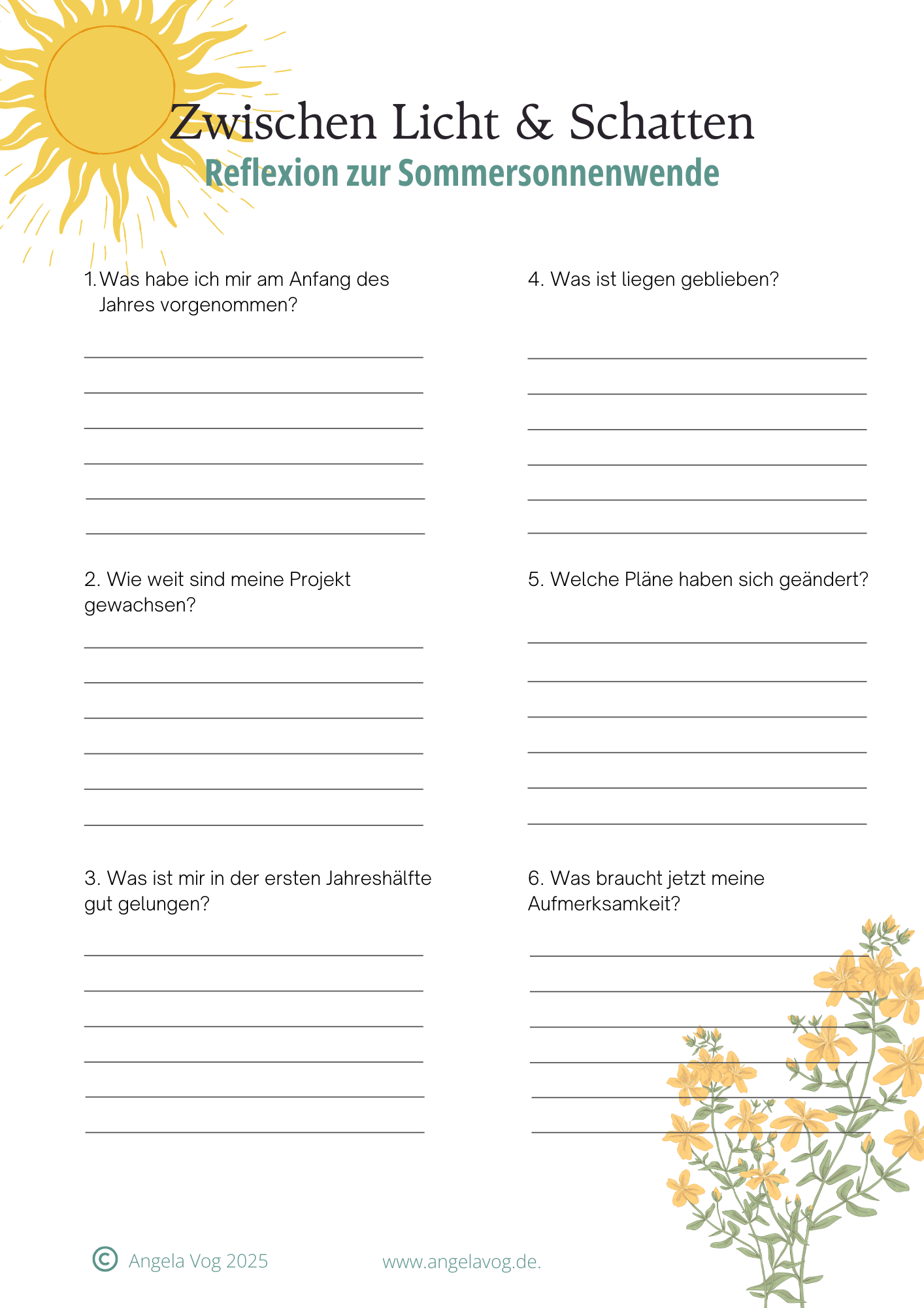 Sommersonnenwende - Journaling