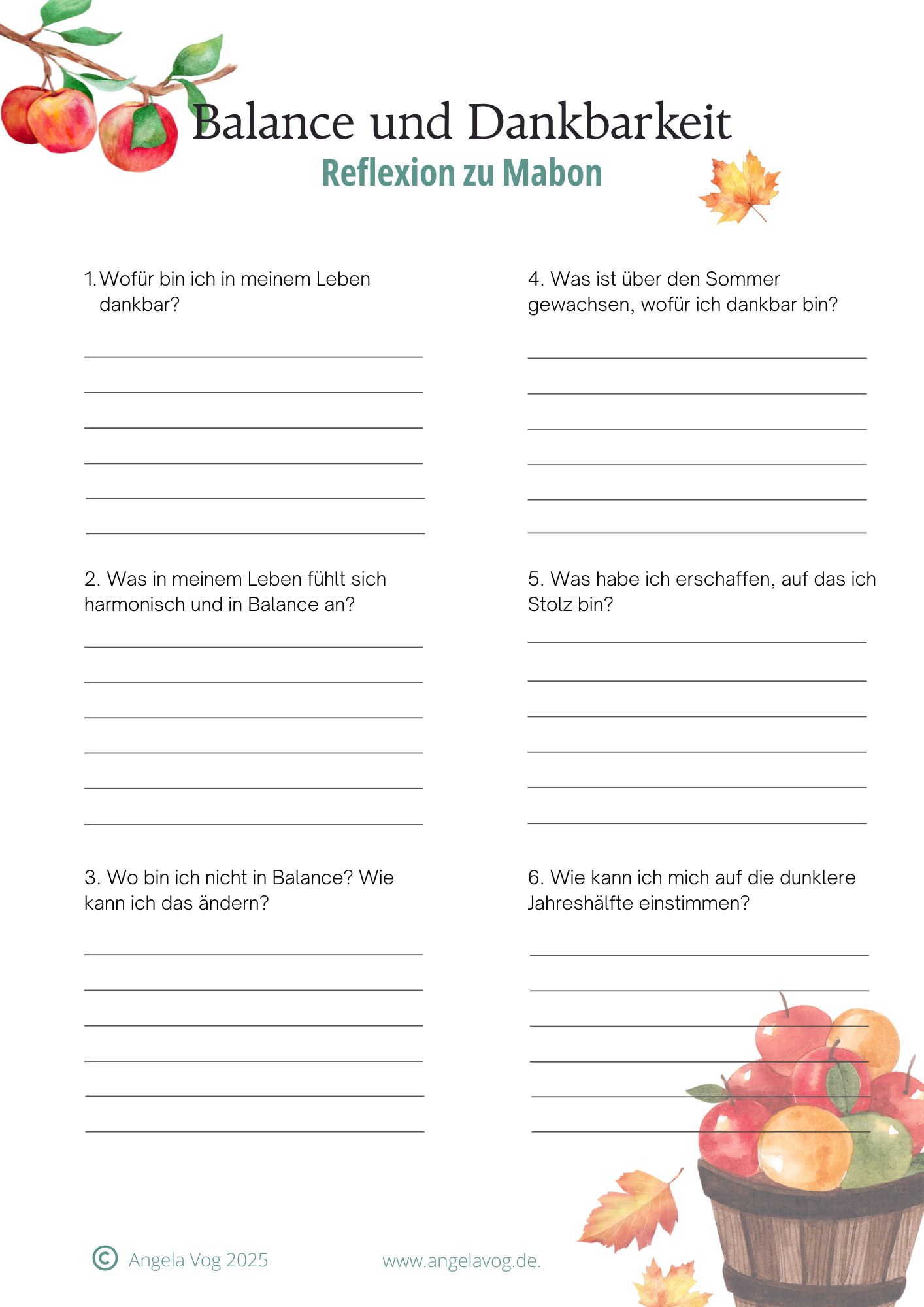 Mabon Journaling Blatt