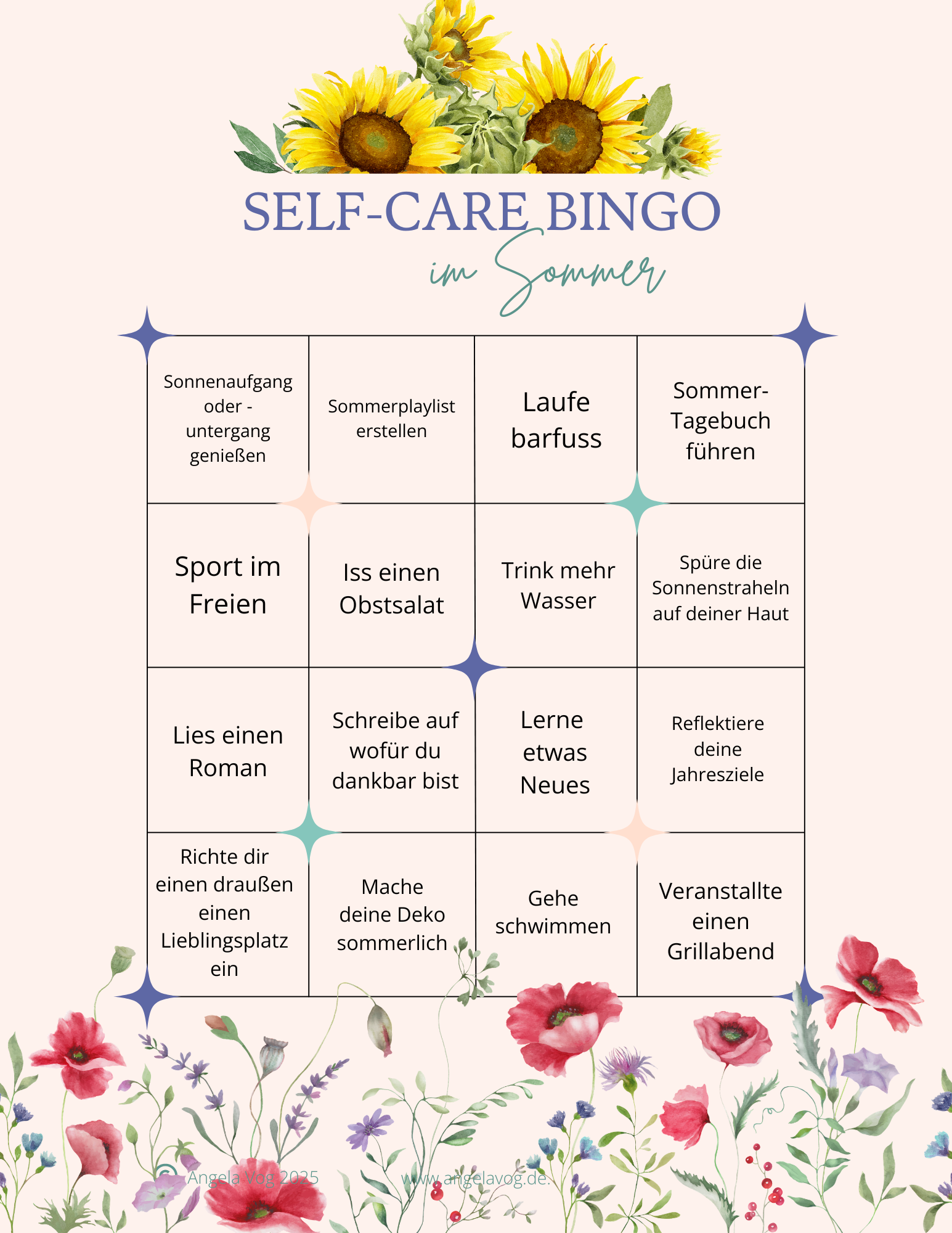 Self-Care im Sommer Bingo